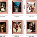 6PCS Christmas Fridge Magnet Cute Elk with Santa Claus Wood Magnets Art Frame Designs Decorations for Refrigerator Garage Door or Car Removable Indoor Outdoor Magnetic Decals