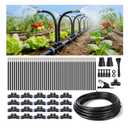 75Ft 1/2" Tubing High-Flow Drip Irrigation System, 360 Adjustable Garden Watering System with 40 Nozzles, Dual-Side Watering Kit for Raised Beds, Greenhouses & Efficient Plant Irrigation