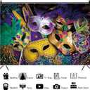 Mardi Gras Decorations Backdrop Masquerade Party Decorations Carnival Backdrop 10x8ft Banner Colorful Mask Dress Up Party Photography Background Fiesta Birthday Photo Studio Props