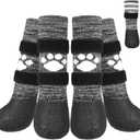 KOOLTAIL Anti Slip Dog Socks to Prevent Licking Paws for Hot/Clod Pavement,Waterproof Long Snow Dog Boots&Paw Protectors with Straps Traction Control for Hardwood Floor for Small Dogs