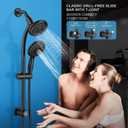 Handheld Showerhead & Rain Shower Combo for Easy Reach, 27.5" Drill-free Stainless Steel Slide Bar, 5of 5-setting Handheld Shower and Showerhead, with 5ft Hose - Black