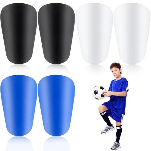 Vinsot 3 Pairs Mini Soccer Shin Guards Extra Miniature Shin Pads 3.74 x 2.36 Inches Small Football Guards for Youth Adults Men Women Players Protective Sports Equipment (Black, White, Blue)