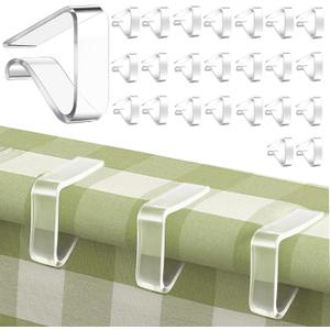 24 Pcs Clear Table Cloth Holder Clips for Thin Folding Tables, Plastic Tablecloth Clips for Outdoor Tables, Picnic Table Cover Clamps for Wedding Party Camping Christmas Birthday S
