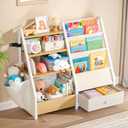 Kids Bookshelf and Toy Storage - Book Shelf for Kids Rooms, Toddler Bookshelf Baby Bookcase for Nursery, Montessori Toy Organizer, Burlywood