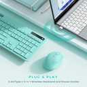 Wireless Keyboard and Mouse for MacBook, Vivefox Teal Wireless Keyboard with Phone Holder, USB A & Type C Receivr, Full-Size Combo for Mac, MacBook/Air/Pro Windows PC Computer, Mint Green