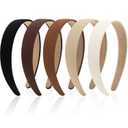 Aprince Wide Headbands for Women 5pcs,1 Inch Thick Headbands for Non-Slip,Neutral Hard Headband for Girls,Cloth Fabric Ribbed Headband for Daily Use