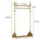 Clothing Rack Gold, Industrial Clothes Rack for hanging Clothes with Double Shelves Freestanding Multi-functional Heavy Duty Garment Rack, Metal Movable Coat Rack for Organizing Clothes Shoes, 15.8"D x 39.4"W x 68.9"H