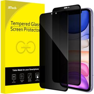 JETech Privacy Full Coverage Screen Protector for iPhone 11/XR 6.1-Inch, Anti-Spy Tempered Glass Film, Edge to Edge Protection Case-Friendly, 2-Pack