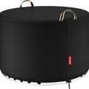 QH.HOME Fire Pit Cover Round for Solo Stove Yukon 27"-29", Waterproof Smokeless Fire Pit Cover, 600D Strong Tear Resistant, Fits for Gas/Table/Bowl Fire pits - 30" D X 18" H (Black)