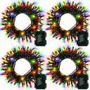 4 Pack Christmas String Lights Battery Operated, Each 50 LED16.5Ft Dark Green String Lights Auto Timer 8 Modes Indoor Outdoor Xmas Wreath Tree Decor (Multicolor)