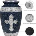 Urns for Human Ashes Adult Man & Female, Funeral Cremation Urn for Ashes Adult Male & Women, Burial or Decorative Urns, Engraved Cross Urns, Crosses & Religion, Black Marble Texture -Full Size