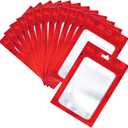 100 Pcs Resealable Mylar Bags, Sealable Odor Proof Foil Pouch Bag with Clear Window, Small Bussiness Packaging Supplies (Red, 4.7 X 7.9 Inch)