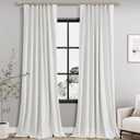Ivory Linen Blackout Curtains 120 Inch Length 2 Panels Set for Living Room Bedroom, Pinch Pleated Thermal Insulated 100% Black Out Curtains with Hooks, Room Darkening Back Tab Drapes (40"W x 120"L (Pack of 2))