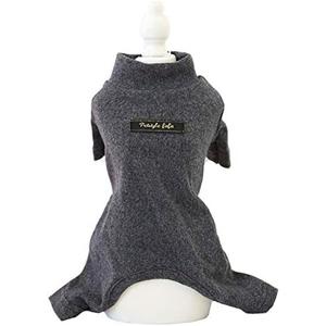 Hdwk&Hped Soft Cotton Dog Pajamas for All Seasons, Striped Pet Bottoming Jumpsuit for Small Dog Cat Puppy (#4, Solide Style - Dark Grey) Size L