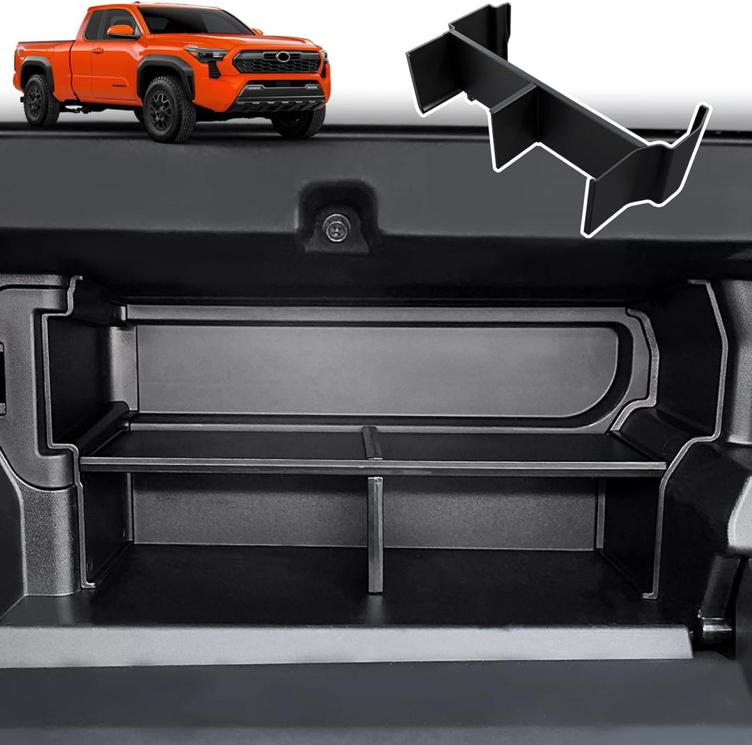 Glove Box Organizer for 2024 2025 Toyota Tacoma and 2025 4Runner Accessories, Glove Storage Box with Insert Divider Organizer Auxiliary for 4th Tacoma storage