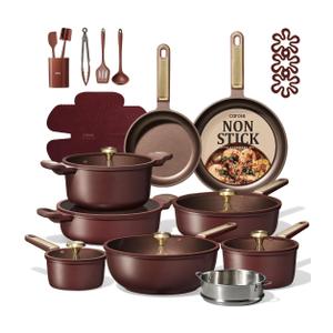 CAROTE 31pcs Nonstick Cookware Sets, Pots and Pans Set with Wok, 31 Piece