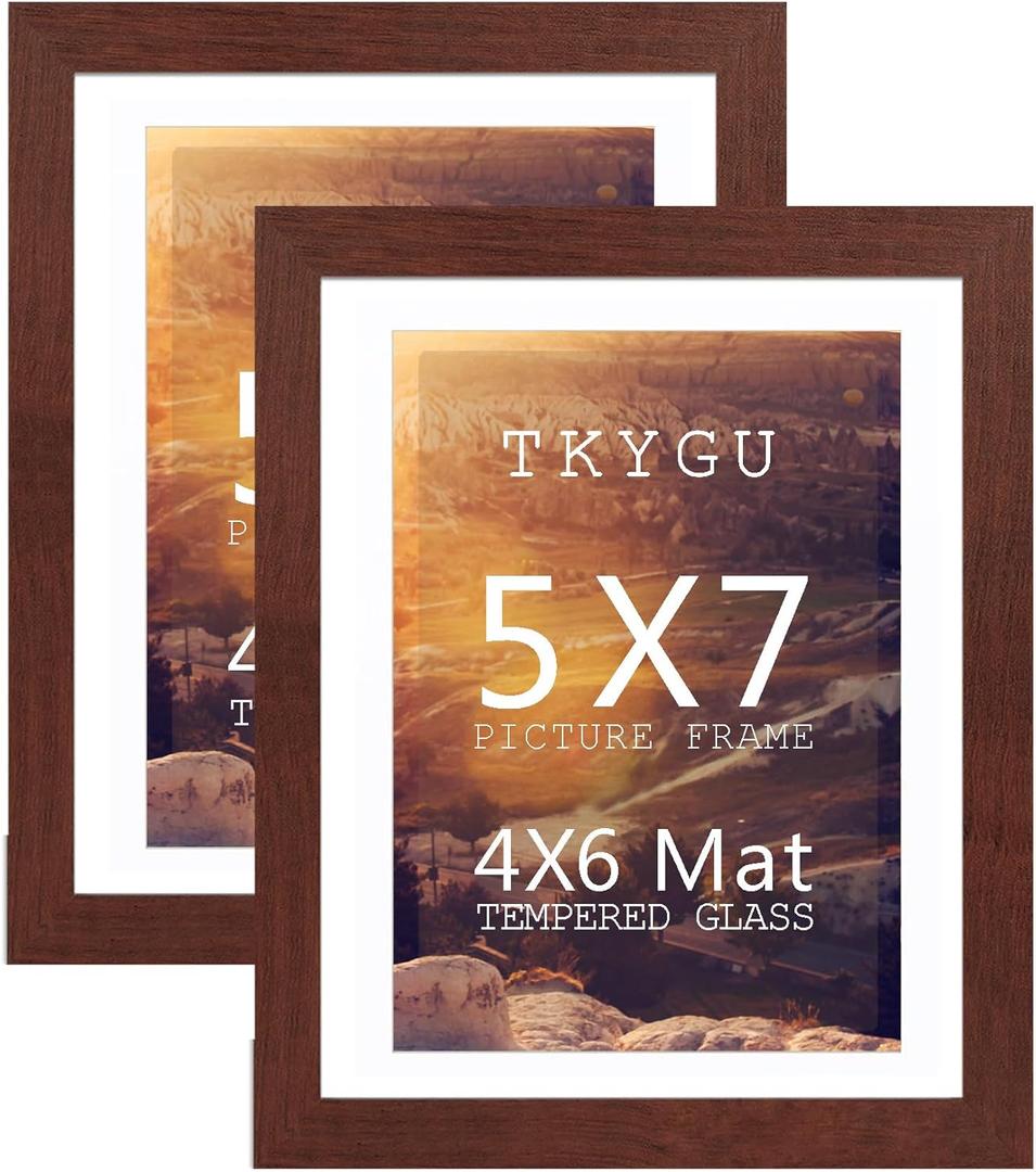 TKYGU 4x6 Picture Frame Set of 2, Made of Real Glass for  Wooden Frames Black, Wall and Tabletop Display Photo Frame for Home Décor Gallery Family Wedding Memorial Pic Frame Gift