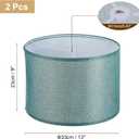 PATIKIL Drum Lamp Shades Set of 2, 13"x13"x9" Linen Round Lamp Shade for Table Lamps Easy Assembly Lampshade for Table Lamps Floor Lamps Bedside, Blue