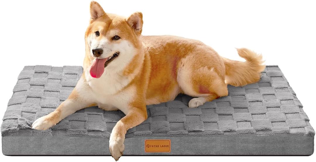 Patas Lague Orthopedic Dog Bed for Large Dogs, Waterproof Soft Warm Comfortable Egg Crate Foam Medium Pet Beds Mat with Removable Washable Cover and Nonskid Bottom, 36''X24'' Grey