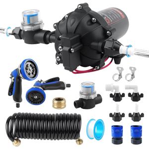 12V DC Washdown Pump Kit with 80 PSI 7.5 GPM, 5-Chamber Self Priming Diaphragm Washdown Pump, High Performance Water Pump for RV,Boats,Campers,Travel Trailer,Yacht(Kit-2 Multi-Function Water Guns)