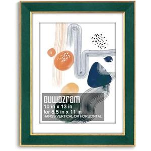 euwazram Suede 10x13 Frame - Single Frame, Christmas Elegant Green 10 x 13 Poster Frame with Mat for 8.5 by 11, 10x13 Picture Frames for Artwork, Puzzles, Photos and Movie Posters