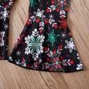 Toddler Baby Girl Christmas Outfits Long Sleeve Shirt Top Snowflake Plaid Bell Bottom Pants Set Xmas 2Pcs (Green)