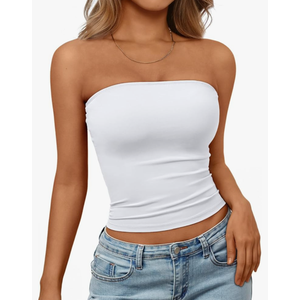 Trendy Queen Women's Strapless Bandeau Crop Top Size L