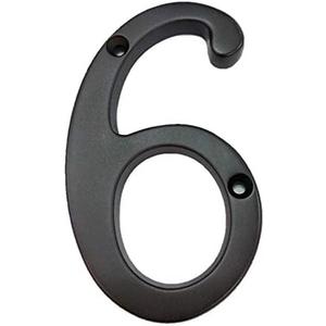 QCAA Traditional Heavy Solid Brass House Number 6, 4", US10B Oil Rubbed Bronze, 1 Pack, Made in Taiwan