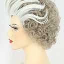 karlery Women Adult Short Curly White and Grey Wig Witch Enchanted Anime Wig for Halloween Cosplay Costume Party