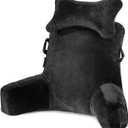 SLIGUY Reading Pillow-Bed Rest Pillow with Detachable Neck Roll & Higher Support Arm for Sitting in Bed Couch or Floor-Backrest Reading Pillow Adult Back Pillow for Reading/Watching TV/Gaming,Black (Medium)