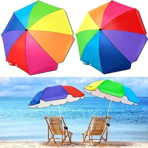 Buryeah 2 Pcs Automatic Chair Umbrella with Universal Clamp 44" UPF 50+ Portable Clamp on Beach Chair Adjustable Wheelchair Umbrella for Outdoor Patio Parasol