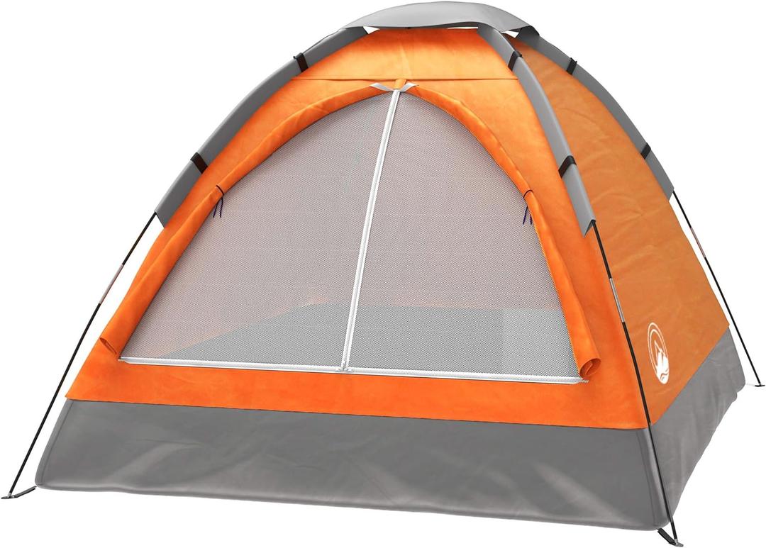 2-Person Dome Tent  Easy Set Up Shelter with Rain Fly and Carrying Bag for Camping (Orange)