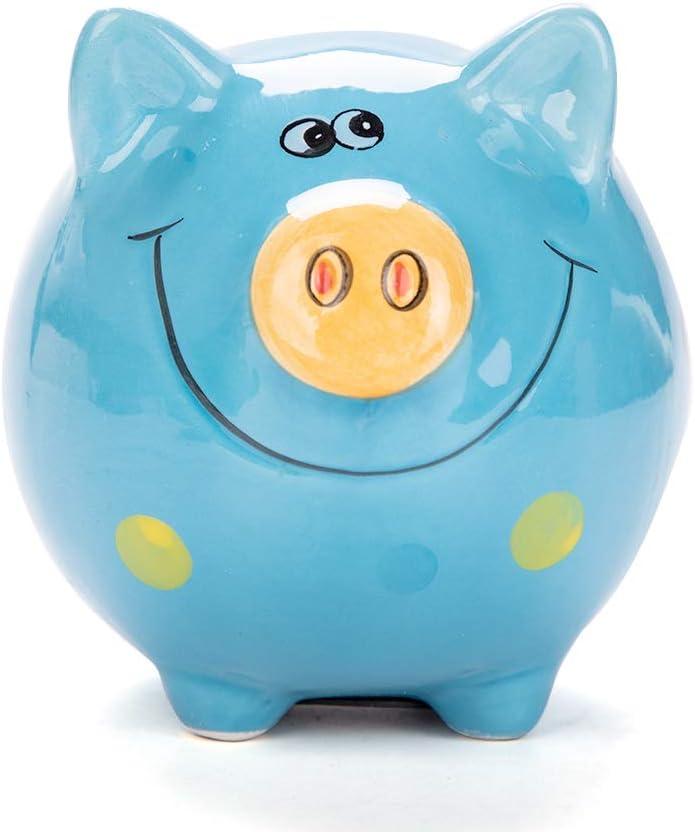 Ceramic Piggy Bank for Boys Cute Coin Bank for Kids Birthday Gift Piggy Banks Blue (5x5x4inch)