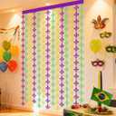 Mardi Gras Tinsel Backdrop 2 Pack Mardi Gras Metallic Fringe Curtain Purple Gold Green Color Foil Backdrop Party Streamer Mardi Gras Photo Booth Props for Carnival Bithday Party Decoration, 3.3x6.6ft