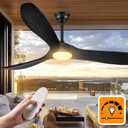 Haipeel 52 Inch Ceiling Fans with Lights and Remote Control, Wood Outdoor Ceiling Fan with Light 3 Blade Modern Black Ceiling Fans Propeller for Patios Porch Garage, ETL Listed DC Motor, Matte Black