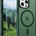 SUPFINE Magnetic for iPhone 13 Pro Case (Compatible with MagSafe) (Military Grade Drop Protection) Translucent Matte Shockproof with Anti-Fingerprint Phone Case,Forest Green