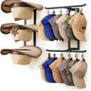 All-in-One Hat Organizer for Wall with 12 Clips for Wide Brim Hats, Caps, Large Capacity Hat Holder for Cowboy Hats, Baseball Caps, Bucket Sun Hats for Closet Bedroom Matte Black
