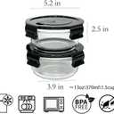 12Oz Round Glass Food Containers With Lids, Small Round Glass Meal Prep Containers,1.5 Cup Clear Food Storage Containers With Lids BPA-Free, Microwave, Dishwasher, Freezer Safe（Black