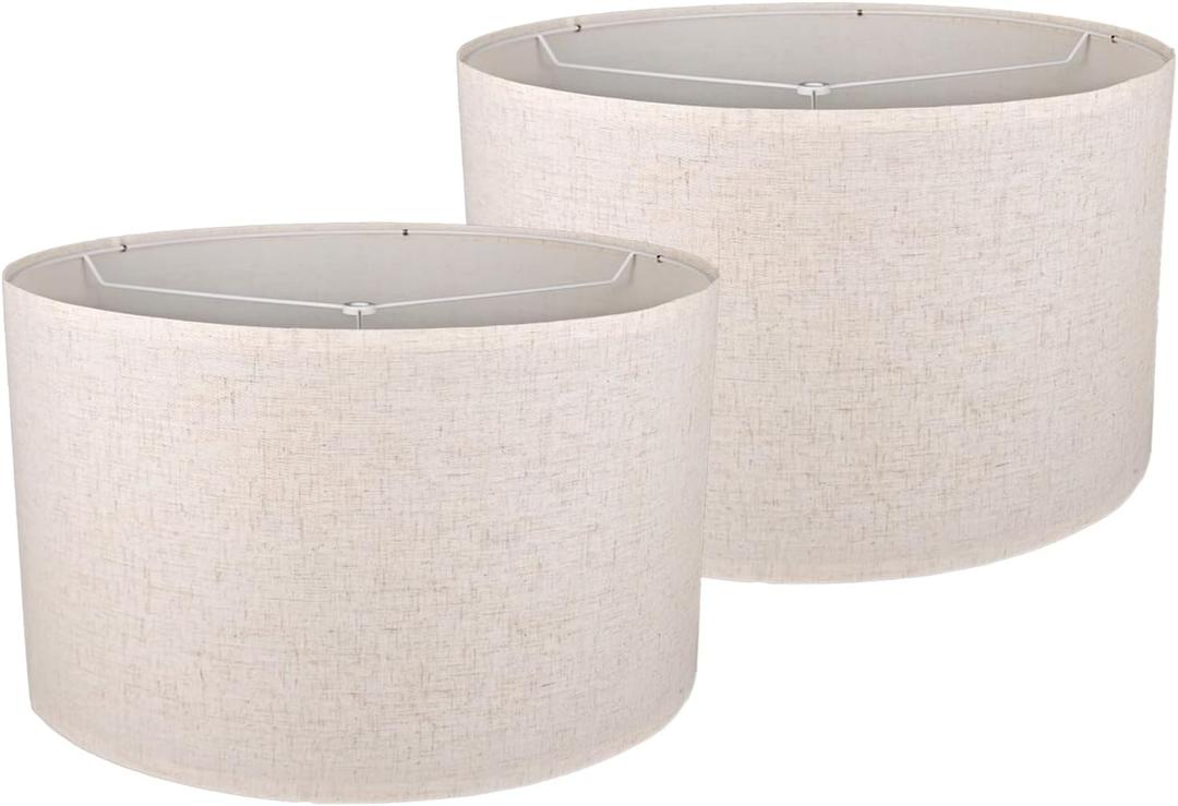Line Lamp Shades Set of 2, Assembly Required Large Drum Lampshade 18" Top x 18" Bottom x 12" High, Replacement Lamp Shades for Table Lamps, Floor Lamps, Spider Fitter