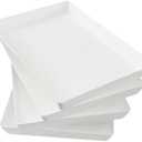 US Acrylic White Plastic Serving Trays (Set of 3) Large Unbreakable Reusable Rectangular Party Platters | Serve Appetizers, Fruit, Veggies, & Desserts | BPA-Free & Made in USA