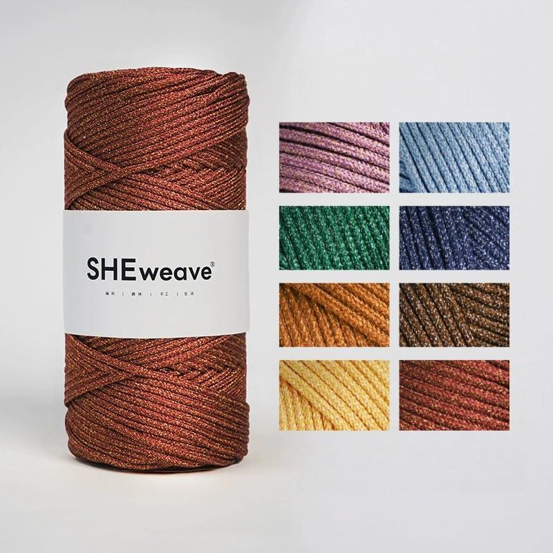 3mm Polyster Cord Macrame Cord, 109 Yards PremiunSparkle Polyster Rope, 100% Polypropylene Crochet Bag Cord Gift for Knitter (Red Sparkle)