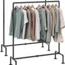 OROPY Industrial Pipe Clothing Rack Free Standing Set of 2, Heavy Duty Detachable Clothes Rack with 4 Stable Feet for Garment Storage Display, Black