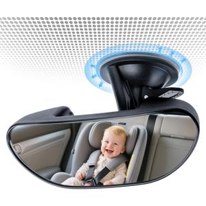GES Rear View Mirror - 360 Degree Adjustable, Strengthen Suction Cup for Car - 5.9 x 2.2Inch - Black