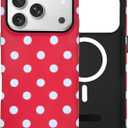 for iPhone 17 Pro Max Polka Dots Magnetic Phone Case|Compatible with MagSafe|Shockproof Slim TPU and Hard PC Protective Phone Cover|Aesthetic Cute Phone Case for Women Girl|Red and White