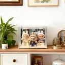 Clear Acrylic Display Cases for Collectibles with LED Light,DIY Scene, with Backdrop, No Dust , No Moisture, for Figures Collection Display Cabinet (27*17*22cm/10.66.78.6 in)
