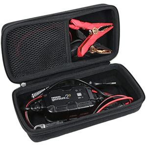 Maoershan Portable Travel Protective Case Compatible with NOCO Genius 2/Genius 1 Fully-Automatic Smart Charger, Hard Case with Mesh Pocket for NOCO 5-Amp/2-Amp/1-Amp Battery Chargers