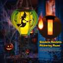 Halloween Decoration Outdoor Hot Air Balloon Solar Lantern with Flickering Flame, Hanging Outdoor Lanterns with Flying Witch Design Waterproof Decor for Garden, Patio, Halloween Party(Witch)