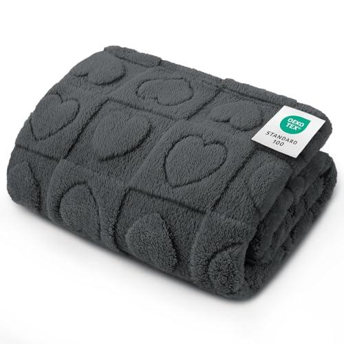 Luciphia Small Dog Blanket Washable Pet Bed Cover Soft Fluffy Puppy Blanket with Premium Fleece 300GSM Cozy Calming Cat Blankets for Indoor Cats Grey 30x20 inch