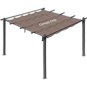 Aoodor Replacement Adjustable Canopy, Retractable Shade for Pergola, UV Resistant and Fade-Resistant, Fits 10 x 10 ft, Brown