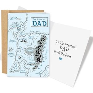 9 x Funny Map Father's Day Card for Dad, Humor Father's Day Card for Father Husband Grandpa, The Land of Dad